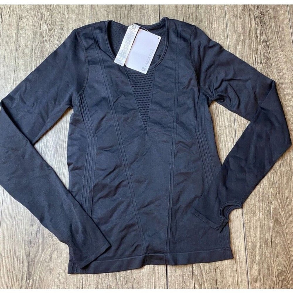 FABLETICS Arta Long Sleeve Open Mesh Compression Top Black Women's Medium NWT